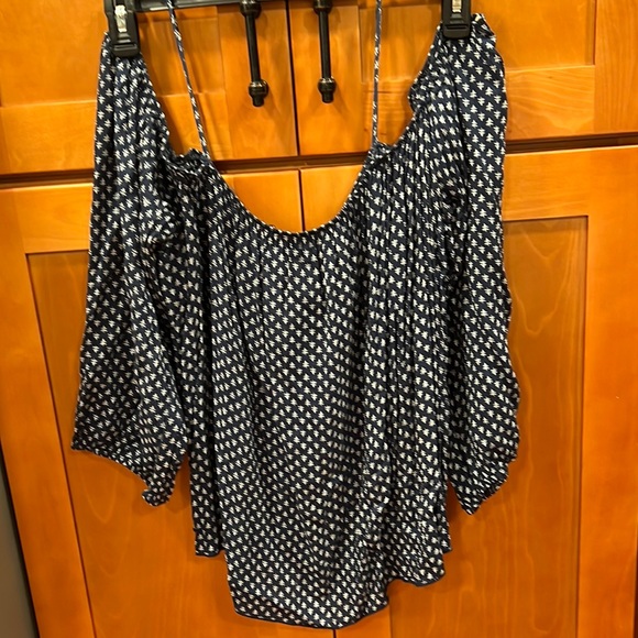 Off the shoulders blouse - XL - NavyBlue/cream - Picture 1 of 3